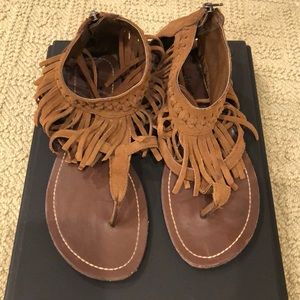 Minnetonka Suede Leather Fringe Sandals